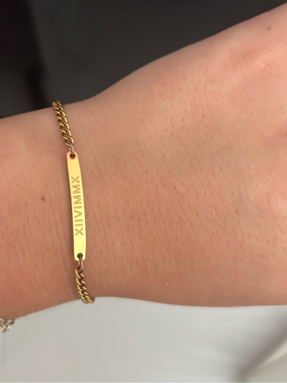 Gold Engraved ID Bracelet - Personalized Roman Numerals